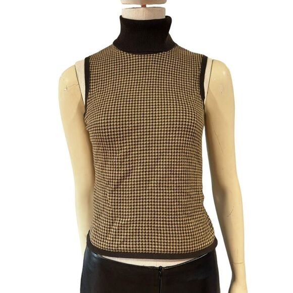 Petite Sophisticate Vintage Chocolate Brown Sleeveless Turtleneck Sweater Tank - Picture 7 of 10